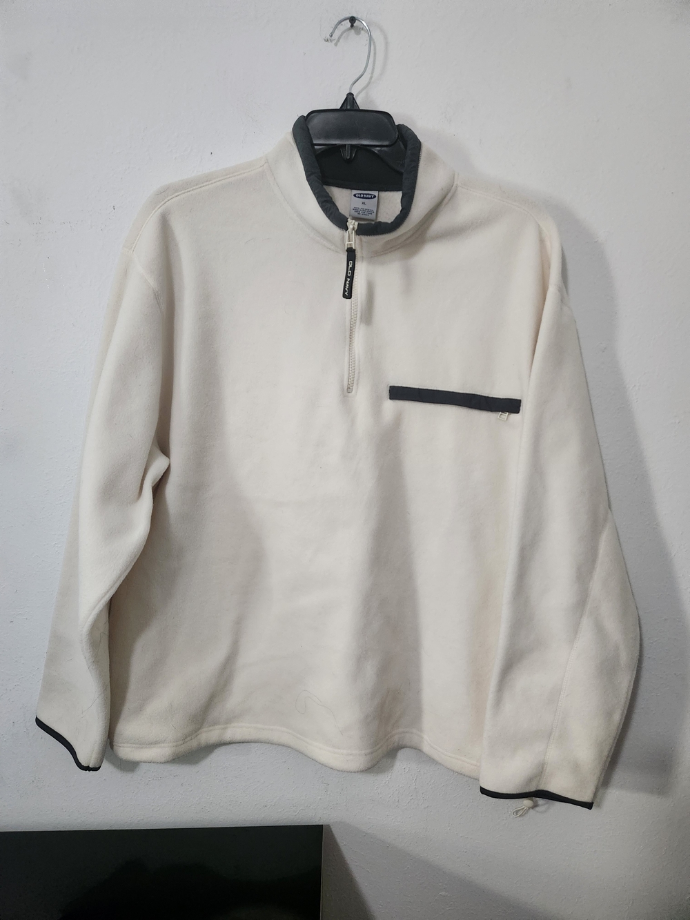 Old Navy Cream Fleece Quarter-Zip with Contrast Trim
